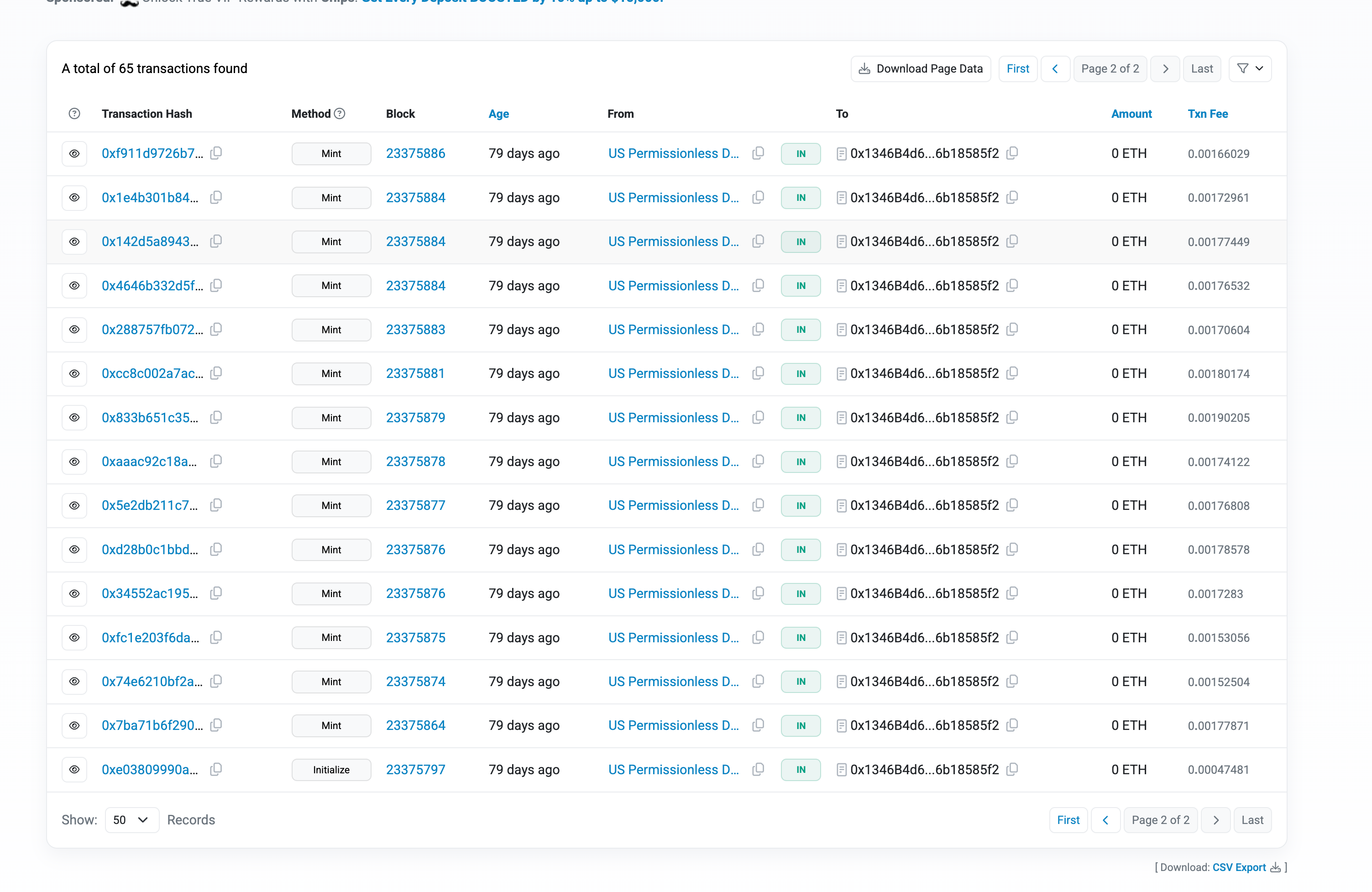 Etherscan screenshot of the Initialize function