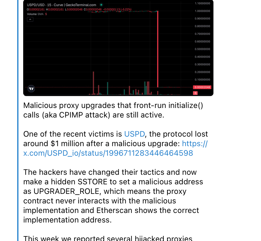 Tweet about the attack changed for USPD