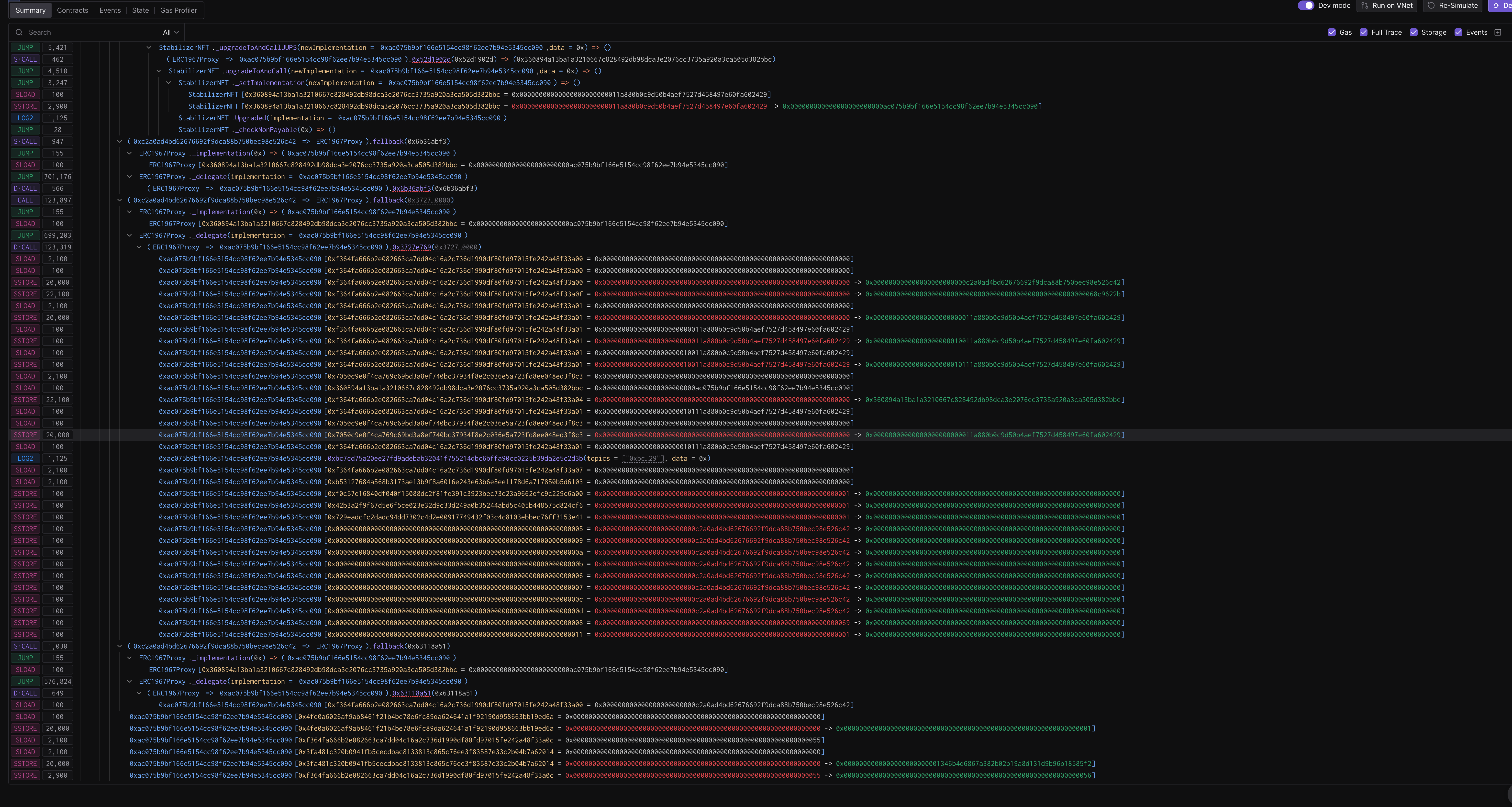 Reset of storage variables